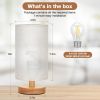 Small Table Lamp for Bedroom - Inline Control, Bedside Lamp with 3000K A15 LED Blub, Easy Assembly (Cream Shade - Wood Base, 9" Inline Control)