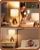 Tripod Table Lamp, Small Cute Bedside Lamp with Linen Beige Lampshade, Nightstand Lamp for Nursery, Bedroom, Kid Room, Living Room