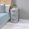 3 Drawer Weave Tower, Plastic Decor Drawers with Pull Handles, Gray
