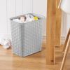 (2 pack) 3.4 Gallon Weave Wastebasket, DÃ©cor Trash Can and Space Efficient Shape, Light Gray