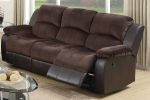 Motion Sofa 1pc Living Room Furniture Chocolate Padded Suede w. Faux Leather Plush Cushion 3-Seat Couch