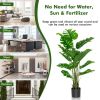 2 Pieces 5 Feet Artificial Monstera Tree Set with Plastic Nursery Pot for Porch and Office