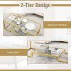 1PC Modern 2-Tier Rectangular Coffee Table with Glass Table Top Living RoomTables