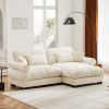 Over Size Modern Two-seater Sofa with Ottoman, Velvet 2-Seater with Round Bolster Armrests,With Waist Pillow and Throw Pillows