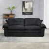 84" Chenille Sofa Small Sofa Loveseat Deep Seat Sofa Couch with 2 Throw Pillows & Memory Foam for Living Room Apartment Office Lounge-Black