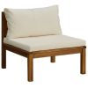 7 Piece Patio Lounge Set with Cream Cushion Solid Acacia Wood