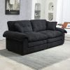 84" Chenille Sofa Small Sofa Loveseat Deep Seat Sofa Couch with 2 Throw Pillows & Memory Foam for Living Room Apartment Office Lounge-Black
