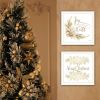 Trendy Decor 4U 2- Piece Vignette Golden Merry Christmas White Framed Wall Art for Living Room, Bedroom Wall Art Print for Home Decor by Mollie B