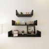 Wall Shelf Set of 3 Black MDF with a matte finish