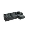 Free Combination Comfy Upholstery Modular Oversized L Shaped Sectional Sofa With Reversible Ottoman, Gray Chenille