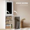 Fold-out Convertible Office Desk, Wall Mount Computer Desk with Blackboard and Side Shelf, White