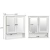 Double Door Mirror Indoor Bathroom Wall Mounted Cabinet Shelf White