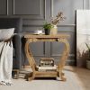 2-Tier End Table, Narrow Accent Side Table with with Storage Shelves