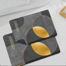 2 Pieces Modern Black&Gold Bath Tub Mat Set Non-Slip Rubber Backing 20" x 32"&16" x 24"