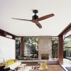 in. Integrated LED Farmhouse Indoor/Outdoor Black Smart Ceiling Fan with Remote Control