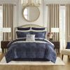 4 PCS Cal King Comforter Set Navy