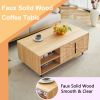 Spider Web Textured Modern MDF Coffee Table - Geometric Art and Practical Design in Natural Wood Tones, with dimensions of 43.3*23.6*17.8 inches.