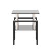 1-Piece Modern Tempered Glass Tea Table Coffee Table End Table, Square Table for Living Room, Black