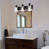 3-Lights Black Vanity Light Fixtures Over Mirror with Clear Glass Shade,Industrial Wall Mount Lamp Metal Bathroom Lighting