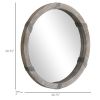 Round Wood Wall Mirror 31 Inch Natural Wood Color for Living Room Bedroom