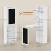 Fold-out Convertible Office Desk, Wall Mount Computer Desk with Blackboard and Side Shelf, White