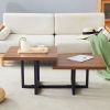 Perfectly Integrating Modern and Scandinavian Styles-Dark Walnut Double-Deck Coffee Table, Dimensions 45.2*23.62*17.91.