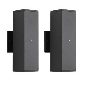 Outdoor Wall Light Fixture,Exterior Lighting Fixtures,Dusk To Dawn Modern Sconce Lights For Porch Patio Garage Front Door  Black,Square,with Sensor,2P