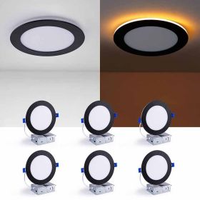 6 Pack 6 Inch Black LED Recessed Light, Dimmable, 2700K-5000K 5CCT, 1200LM High Brightness, 12W 120V ,Suitable For Bedroom,living Room,study Room