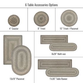 Homespice Decor - 11" x 36" Oval Table Runner Grey Cloud Jute Braided Accessories