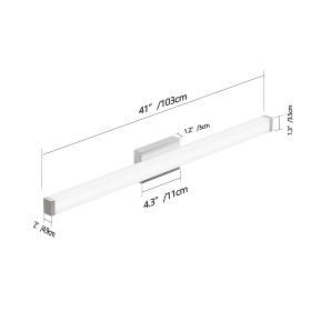 Bathroom Vanity Light Brushed Nickel Square LED 41 Inch 24W 6000K Cool White Light Wall Bar Lighting Fixtures Over Mirror -Brushed Nickel, 41in