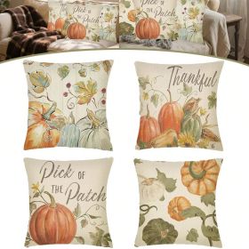 Fall Pillow Covers Set Of 4 Pumpkin Pick Of The Patch Thankful Pattern Autumn Throw Pillow Covers Thanksgiving Watercolour Outdoor Farmhouse Pillow Ca