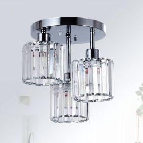 Semi Flush Mount Ceiling,3-Light Kitchen Mount,Hallway Light Fixtures Ceiling With Clear Crystal Sha