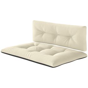 2 Seater Pallet Cushions Outdoor 3.9 Thick Replacement Cushions - Tufted Design For Garden, Patio, Cream White