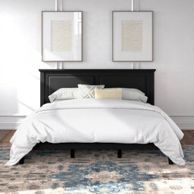 King Traditional Solid Wood Platform Bed Frame with Headboard in Black