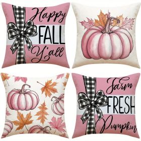 Fall Pumpkin Home Sweet Home Throw Pillow Covers Set Of 4 18 X 18 Inch Autumn Thankful Grateful Harvest Floral Decorations For Sofa Couch Bedroom Home