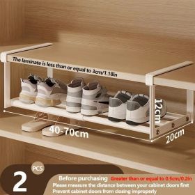 Adjustable And Expandable Shoe Rack, Stackable Iron Shoe Rack, Space Saving Hanging Rack, Suitable For Home Shoe Cabinet Storage, Bottom Basket, Wardr (Option: 2Pcs)