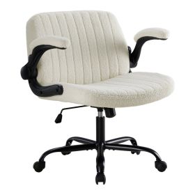 Office Chair With Wheels, Wide-leg Cross-style Desk Chair, Adjustable Rotating Chair With Flip-up Armrests (Option: Beige)