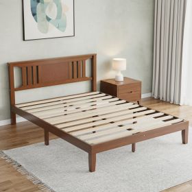 Solid Wooden Bed Frame With Headboard, Sturdy Wooden Crossbars For Support, Heavy Pine Bedroom Bed Frame (Option: QUEEN)