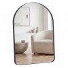 Arched Wall Mirror For Bathroom Over Sink, Arched Rounded Rectangle, Modern Vanity Mirror With Matte Metal Deep Frame, For Home Decor, Living Room