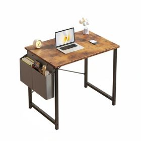 Small Office Desk For A Small Space, With Storage Bags And Hooks On The Computer Desk (Option: Brown  31in)