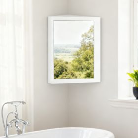 Corner Medicine Cabinet With Mirror With Open Mirror Door And Adjustable Shelf (Option: White)