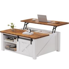 Coffee Table, Central Dining Table With A Height-adjustable Platform, Wooden Central Coffee Table With Storage Function And Adjustable Shelves (Option: White)