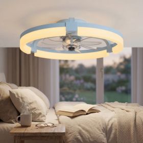 Low-profile Ceiling Fan With Lighting And Remote Control Features, Compatible With Bluetooth Application Control, And Adjustable LED Lights (Option: White  23in)