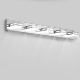 Modern Chrome LED Vanity Light, 5-Lights Wall Sconce For Bathroom And Mirror, Sleek Minimalist Design, Energy-Efficient, Easy To Install (Option: Default)