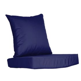 Outdoor Seat Cushion Set Waterproof Patio Furniture Cushion And Back Pillow Fade Resistant Deep Seat Set Chair Pad With Removable Cover For Chair Sofa (Option: DarkBlue)