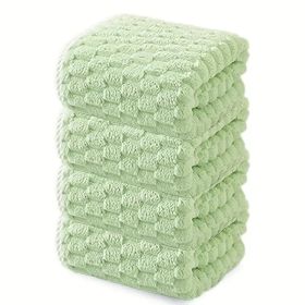 Waffle Ultra-soft Bath Towel 4/1pc, Super Absorbent And Quick-drying Adult Ultra-fine Fiber Towel, Quick-drying Textured Towel, Soft Spa And Fitness T (Option: 4pcsgreen)