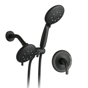 Classic High Pressure Single Handle 6-Spray Patterns Rain Shower Head With Handheld Shower  Valve Included (Option: Matte Black)