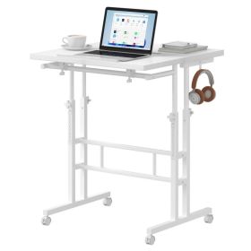 Separate-top Rotating Standing Desk, Manually Adjustable-height Wheeled Mobile Worktable, Sit-stand Dual-purpose Office Desk (Option: White)