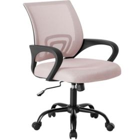 Office Desks And Chairs - Ergonomic Middle Back, Waist Support And Swing Mode, Adjustable Height, Fixed Armrests (Option: Pink)