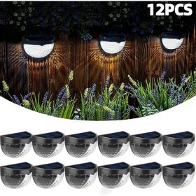 12/6 Solar Fence Lights, Solar Platform Lights, Solar Wall Lights, Rechargeable Solar Cells, Suitable For Front Porches, Security Lights, Wall Install (Option: White-12PCS)